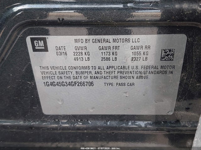 1G4G45G34GF266706 Buick lfx - sidi, vvt, e85 max, alum gm