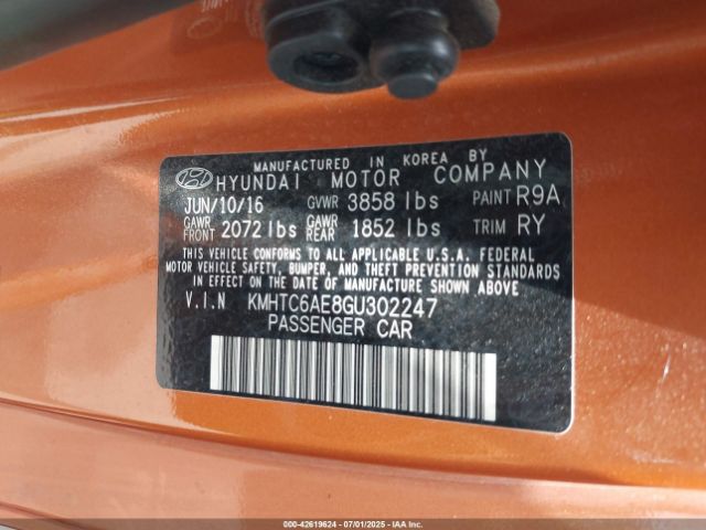 2016 HYUNDAI VELOSTER KMHTC6AE8GU302247 Photo 8