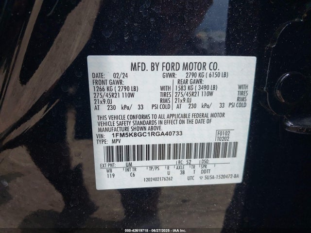 1FM5K8GC1RGA40733 Ford gtdi