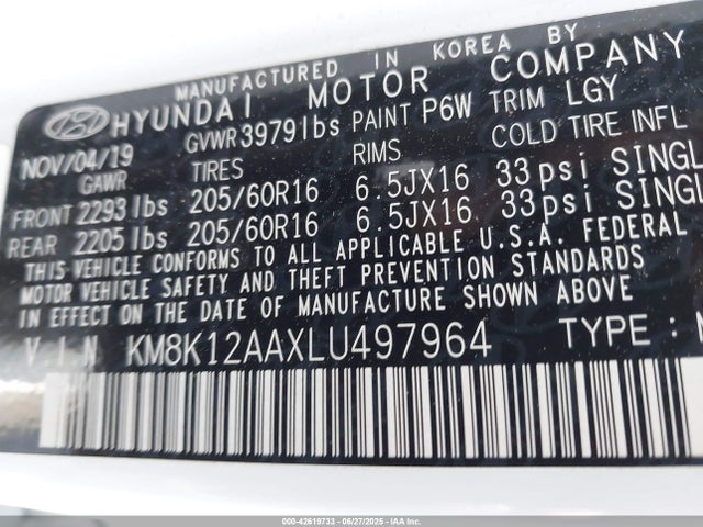 Hyundai mpi nu 2020 KM8K12AAXLU497964 Image 9