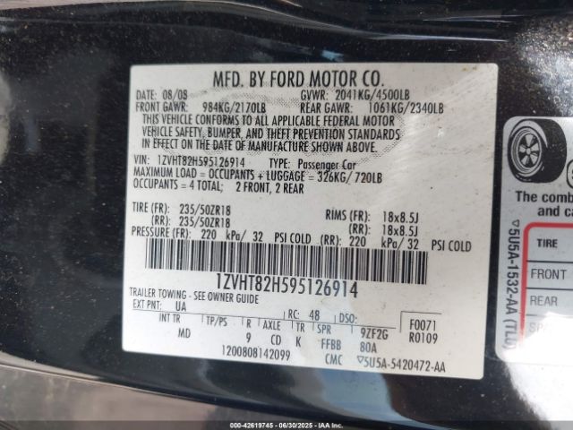 2009 FORD MUSTANG 1ZVHT82H595126914 Photo 8