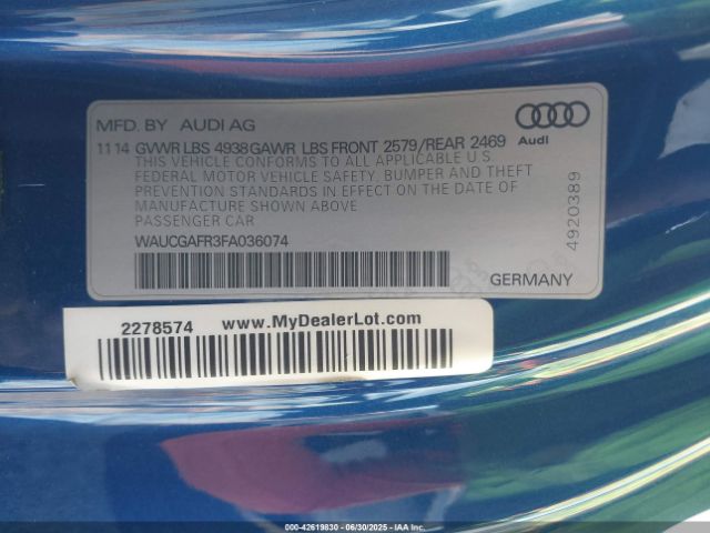 2015 AUDI S5 WAUCGAFR3FA036074 Photo 8