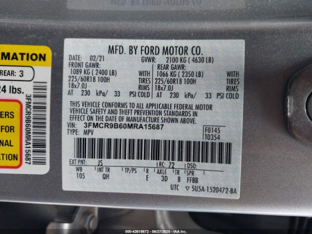 2021 FORD BRONCO SPORT 3FMCR9B60MRA15687 Photo 8