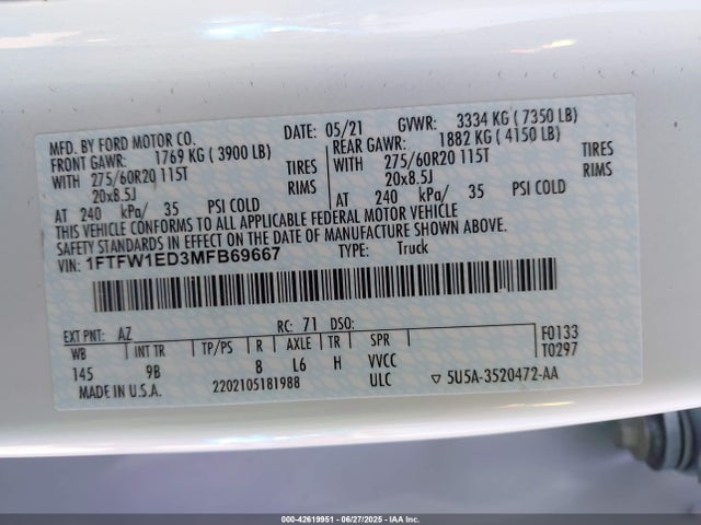 Ford hev 2021 1FTFW1ED3MFB69667 Image 9