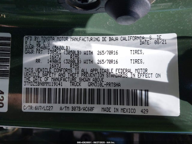 3TMDZ5BN8MM119141 Toyota 2gr-fks