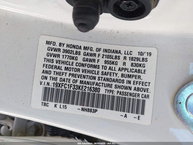 19XFC1F33KE216380 Honda l15b7/l15by