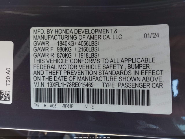 19XFL1H78RE015469 Honda l15b7