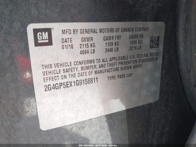 Buick ltg - sidi, alum, vvt, e85 max 2016 2G4GP5EX1G9158811 Image 9