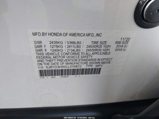 2020 ACURA MDX 5J8YD3H50LL016812 Photo 8