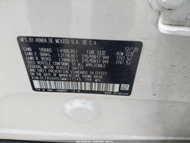 2021 HONDA HR-V 3CZRU6H53MM717245 Photo 8