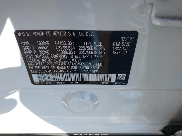 3CZRU6H19NM702151 Honda r18z9