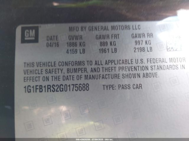 2016 CHEVROLET CAMARO 1G1FB1RS2G0175688 Photo 8