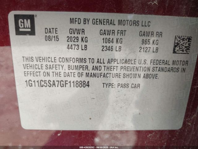 2016 CHEVROLET MALIBU LIMITED 1G11C5SA7GF118884 Photo 8