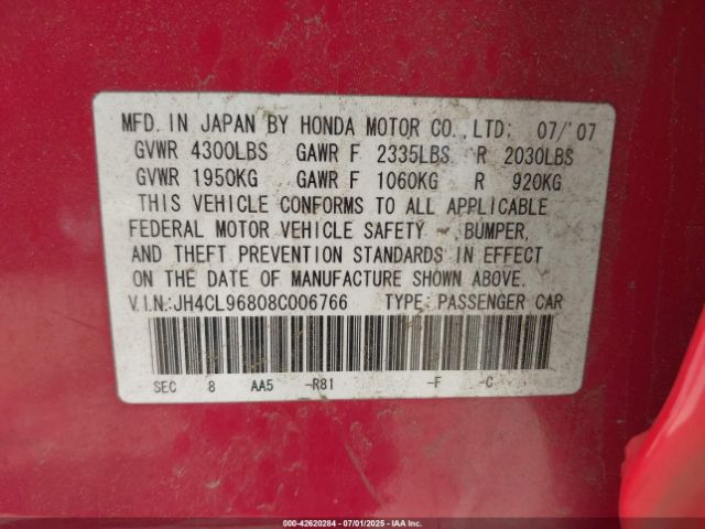 2008 ACURA TSX JH4CL96808C006766 Photo 8