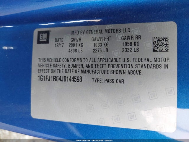 1G1FJ1R64J0144598 Chevrolet lt4 - direct injection, sc, afm, variable valve timing, alum