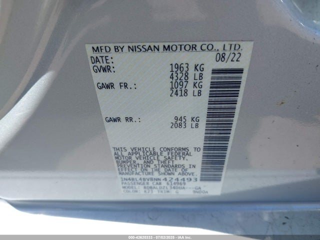 1N4BL4BV8NN424493 Nissan 2022