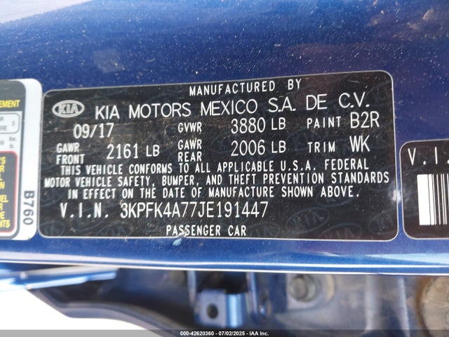 3KPFK4A77JE191447 KIA mpi nu