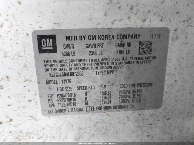 Chevrolet luv - mfi, variable valve timing, e85 max, alum 2020 KL7CJLSB4LB072996 Image 9