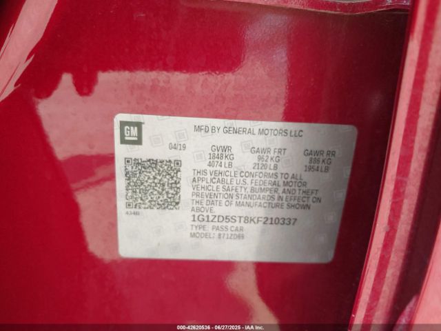 2019 CHEVROLET MALIBU 1G1ZD5ST8KF210337 Photo 8