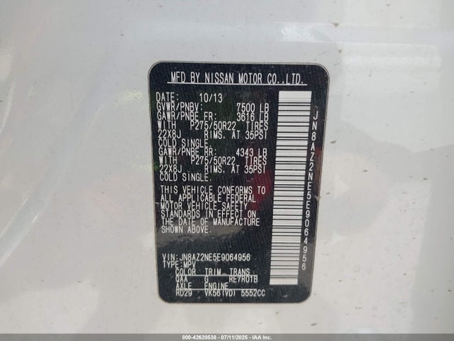 JN8AZ2NE5E9064956 Infiniti 2014