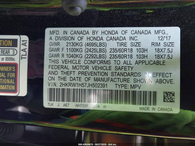 2HKRW1H57JH502391 Honda l15be