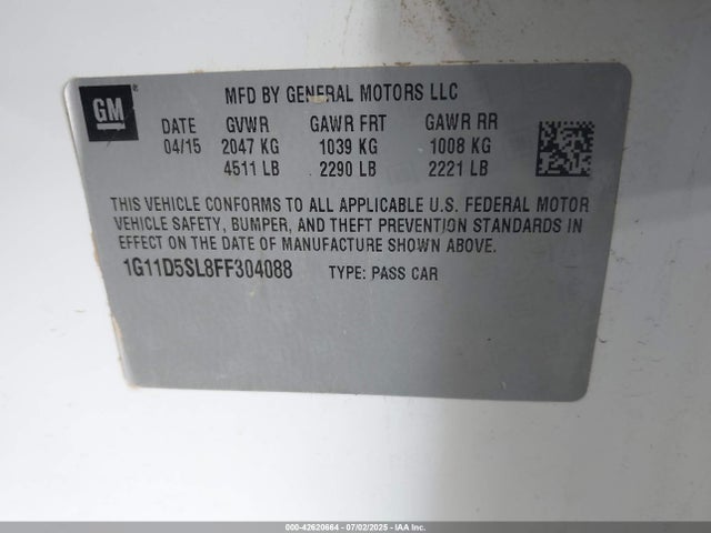 Chevrolet lkw 2015 1G11D5SL8FF304088 Image 9