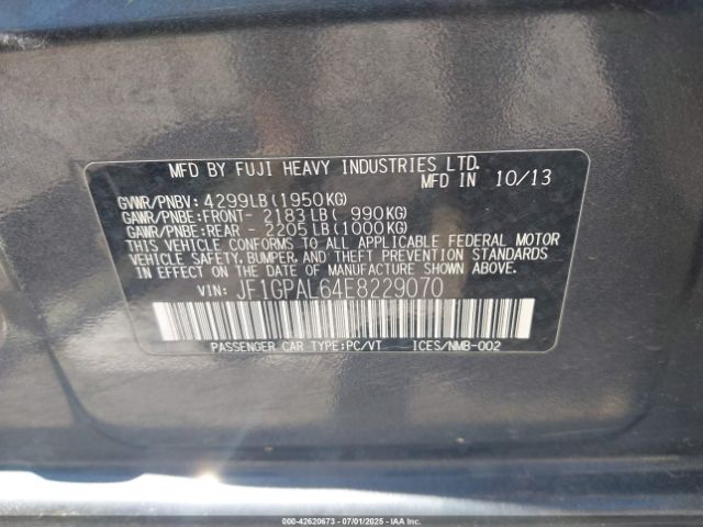 2014 SUBARU IMPREZA JF1GPAL64E8229070 Photo 8