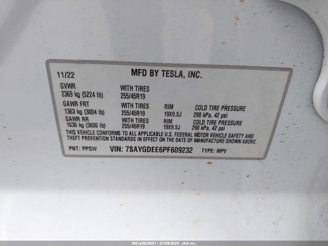 2023 TESLA MODEL Y 7SAYGDEE6PF609232 Photo 8