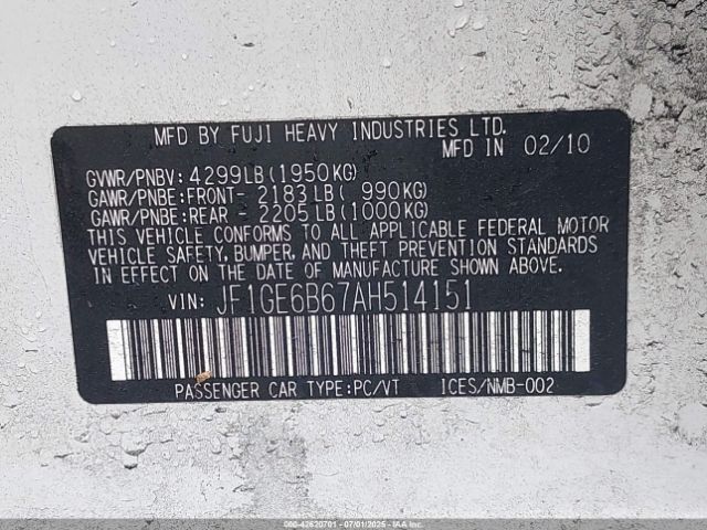 2010 SUBARU IMPREZA JF1GE6B67AH514151 Photo 8