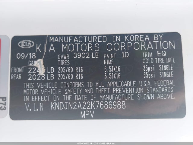 KIA g gdi 2019 KNDJN2A22K7686988 Image 9