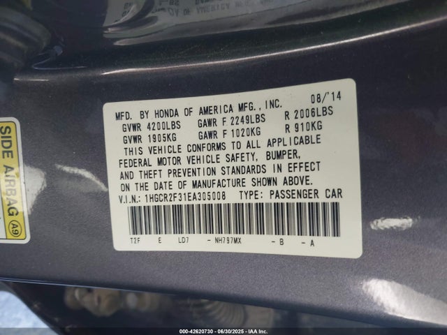 1HGCR2F31EA305008 Honda k24w1