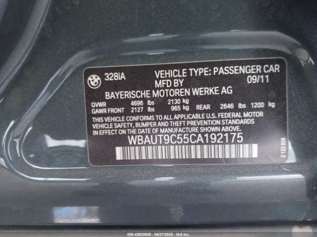 2012 BMW 328I WBAUT9C55CA192175 Photo 8