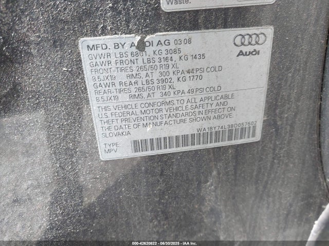 2008 AUDI Q7 WA1BY74L38D057502 Photo 8