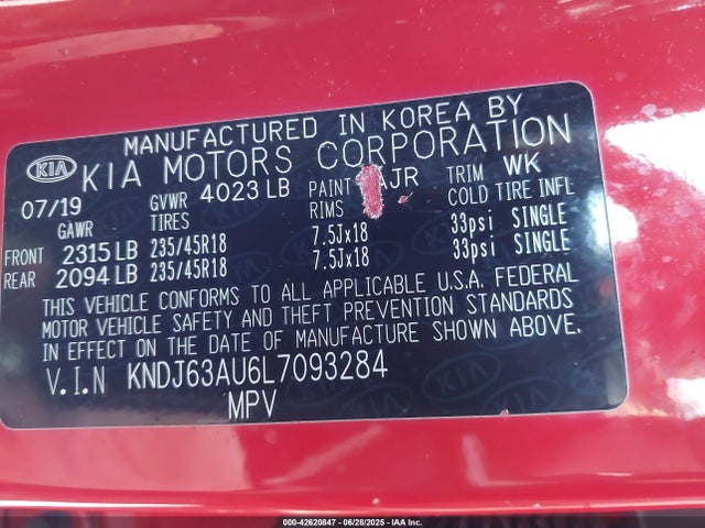 KNDJ63AU6L7093284 KIA mpi nu
