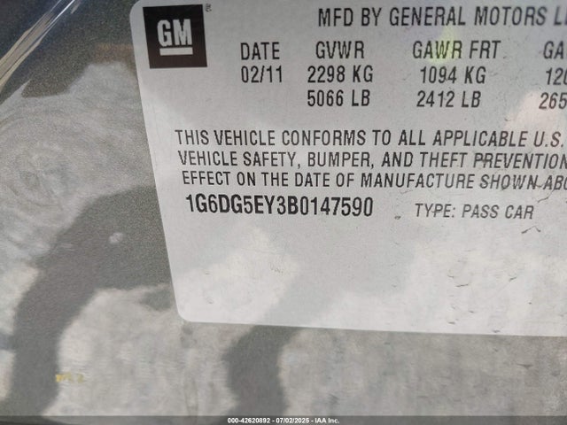 2011 CADILLAC CTS 1G6DG5EY3B0147590 Photo 8