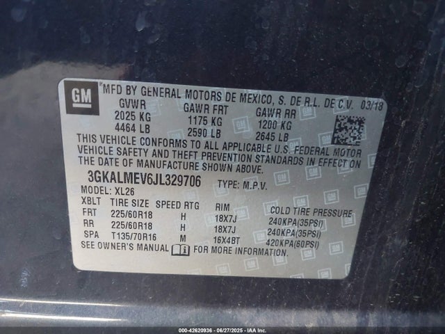 3GKALMEV6JL329706 GMC lyx - direct injection, vvt, fgt, turbo, alum, gen 1