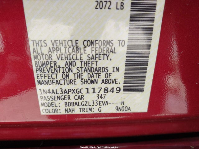 1N4AL3APXGC117849 Nissan Altima