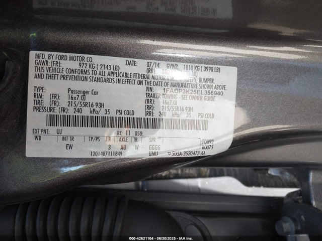 1FADP3K25EL356940 Ford 2014