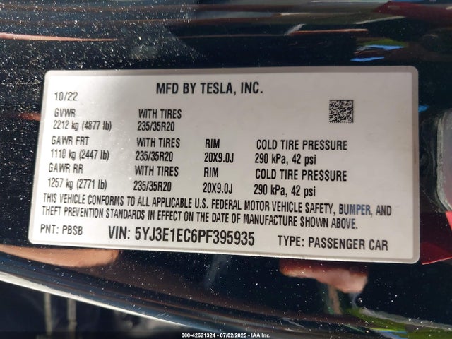 2023 TESLA MODEL 3 5YJ3E1EC6PF395935 Photo 8