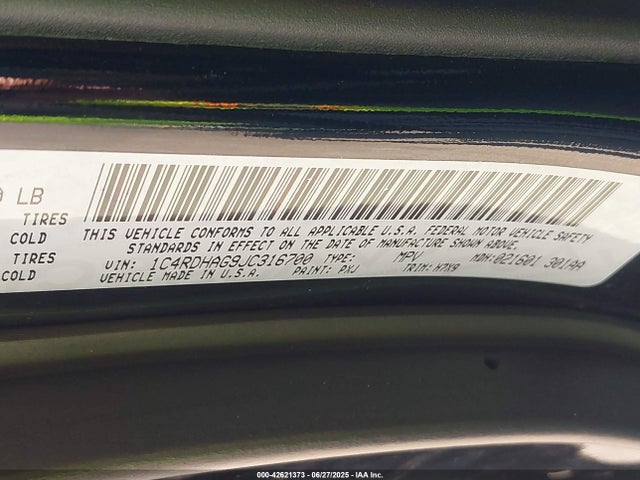 1C4RDHAG9JC316700 Dodge 2018