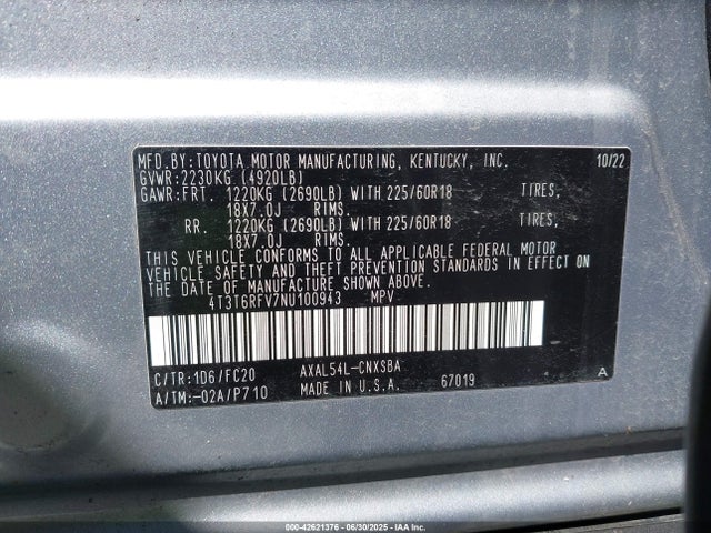 4T3T6RFV7NU100943 Toyota a25a-fxs, 3nm+4nm(li)