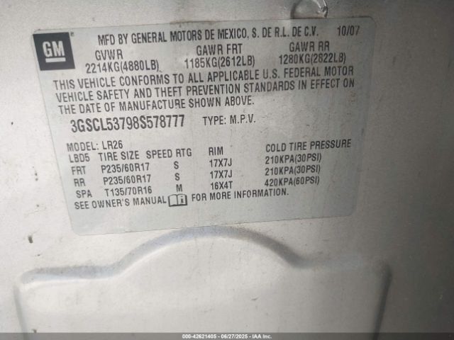2008 SATURN VUE 3GSCL53798S578777 Photo 8