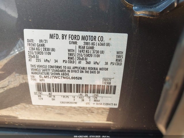 5LM5J7WC7NGL00526 Lincoln gtdi