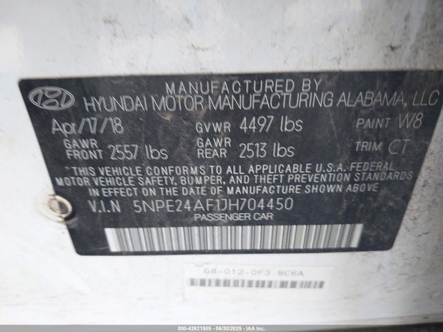 5NPE24AF1JH704450 Hyundai gdi theta-ii