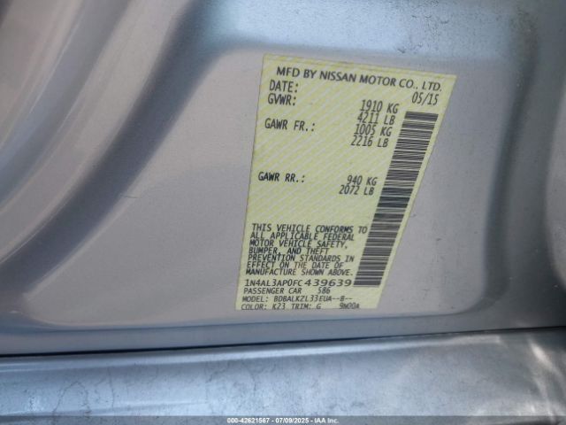 2015 NISSAN ALTIMA 1N4AL3AP0FC439639 Photo 8