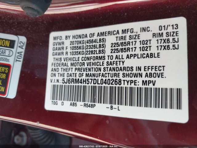 2013 HONDA CR-V 5J6RM4H57DL040268 Photo 8