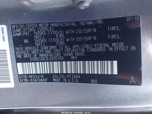 2020 TOYOTA SIENNA 5TDDZ3DC3LS235149 Photo 8