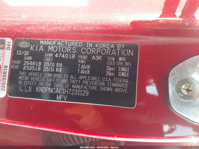 KIA gdi theta ii 2017 KNDPNCAC1H7231129 Image 9
