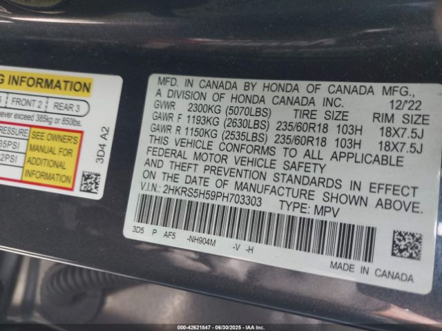 2023 HONDA CR-V HYBRID 2HKRS5H59PH703303 Photo 8