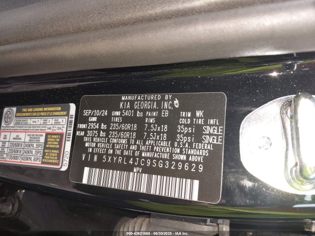 5XYRL4JC9SG329629 KIA gdi theta-iii